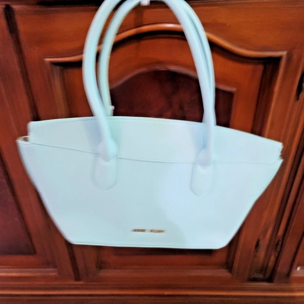 Anne Klein light blue SEA GLASS satchel NWT detachable strap 2 marks on front